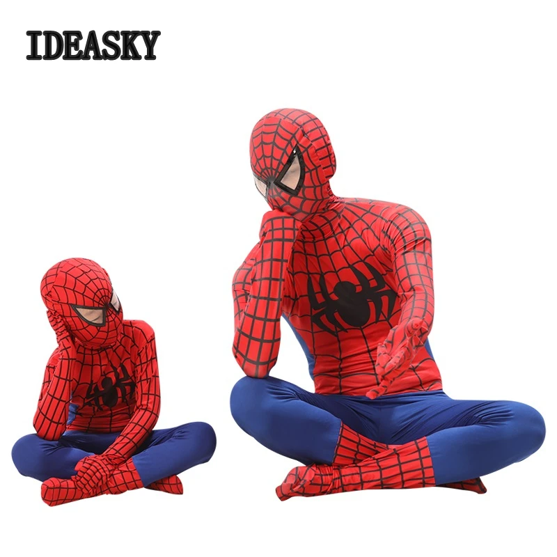 Потрясающий костюм Человека паука Костюм Супергероя человека для взрослых