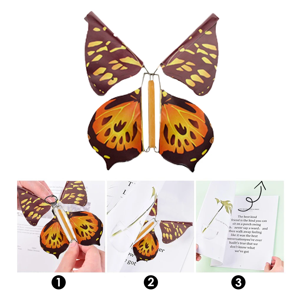 Mariposa voladora aleatoria para ni&ntilde;os, juguete m&aacute;gico, Hada M&aacute;gica, mariposa que vuela en el libro, 1 unidad-2