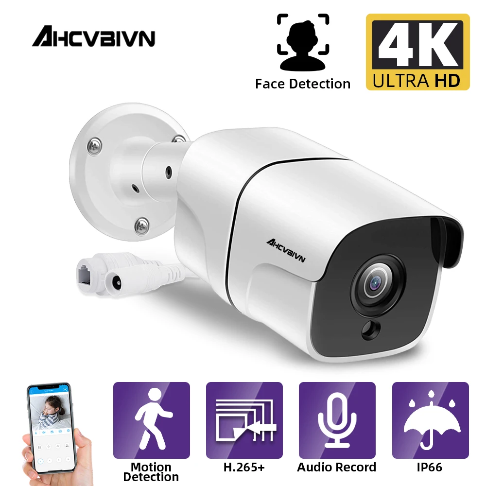 

8.0MP Face Motion Detection POE IP Camera 4K Outside CCTV Bullet Security Camera 8MP Camera Video Surveillance IP66 Cam H.265