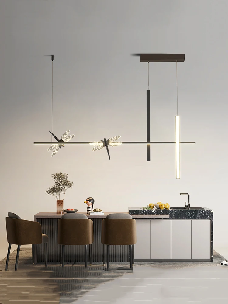 Фото Современные Люстры для дома кухни черные Креативные люстры со стрекозой