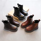 Детские ботинки челси, однотонные, четыре сезона, искусственная кожа, мягкие Нескользящие, на молнии, модные короткие сапоги, 26-37