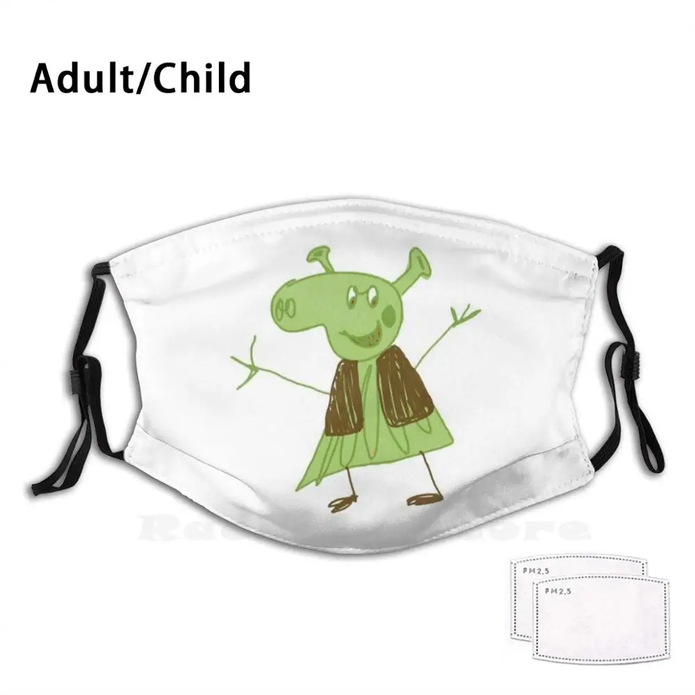 

Shreppa : ) Funny Print Reusable Pm2.5 Filter Face Mask Shrek Pig Green Brown Beautiful