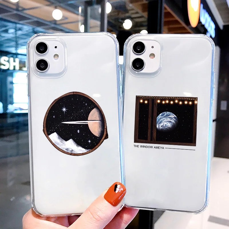 

Illustration Phone Case For iPhone XR XS Max X 11 12 13 Pro Max 7 8 Plus SE2 Cartoon Whale Dolphin Pattern Soft Transparent Case