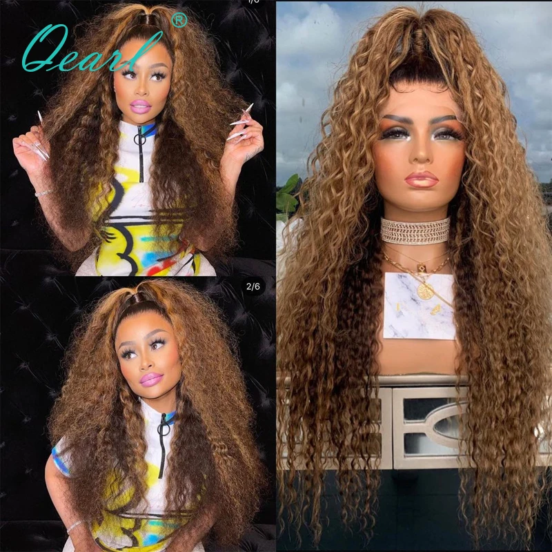 

Kinky Curly Human Hair Lace Front Wig 13x4/13x6 Ombre Colored Wigs for Women Brazilian REmy Hair Pre plucked Hairline 150% Qearl