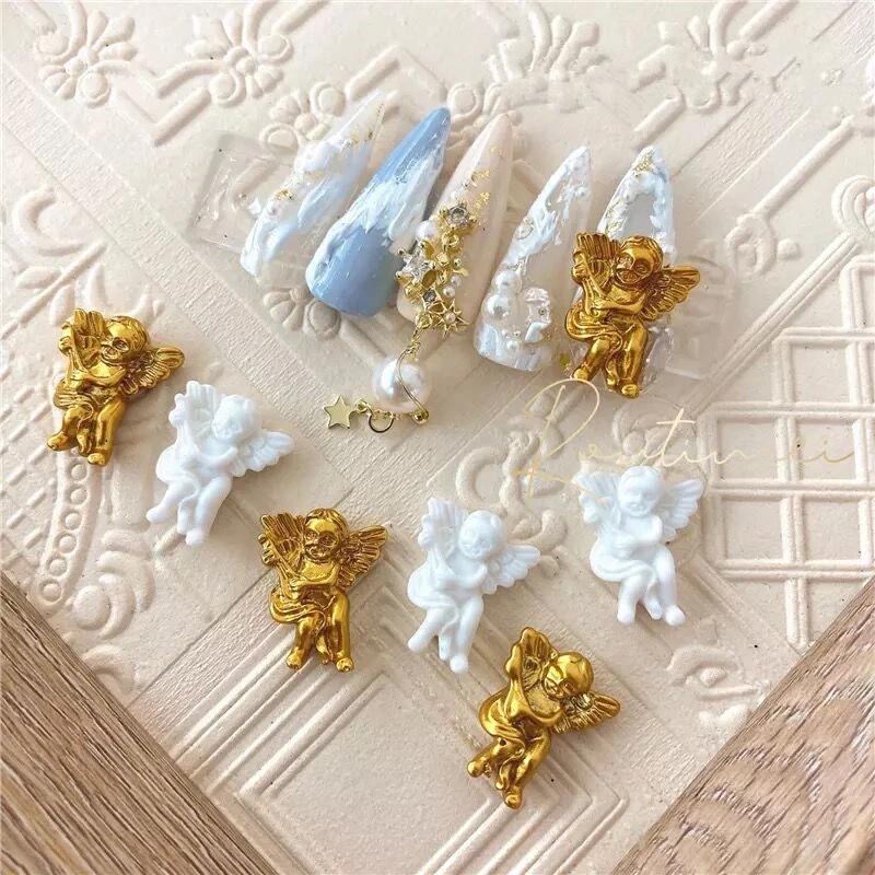 

10 Pcs Baroque Angel Baby 3D Nail Art Decorations Retro DIY Ornament Manicure Design Accessories