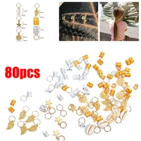 80pcsset hair jewelry braid rings metal round buckle braided hair styling accessories adjustable braiding hair decoration