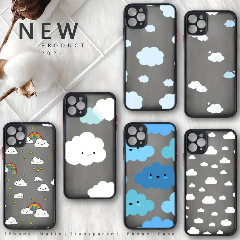 

Cartoon clouds Phone Case For iphone 13 12 11 8 7 plus mini x xs xr pro max matte transparent cover