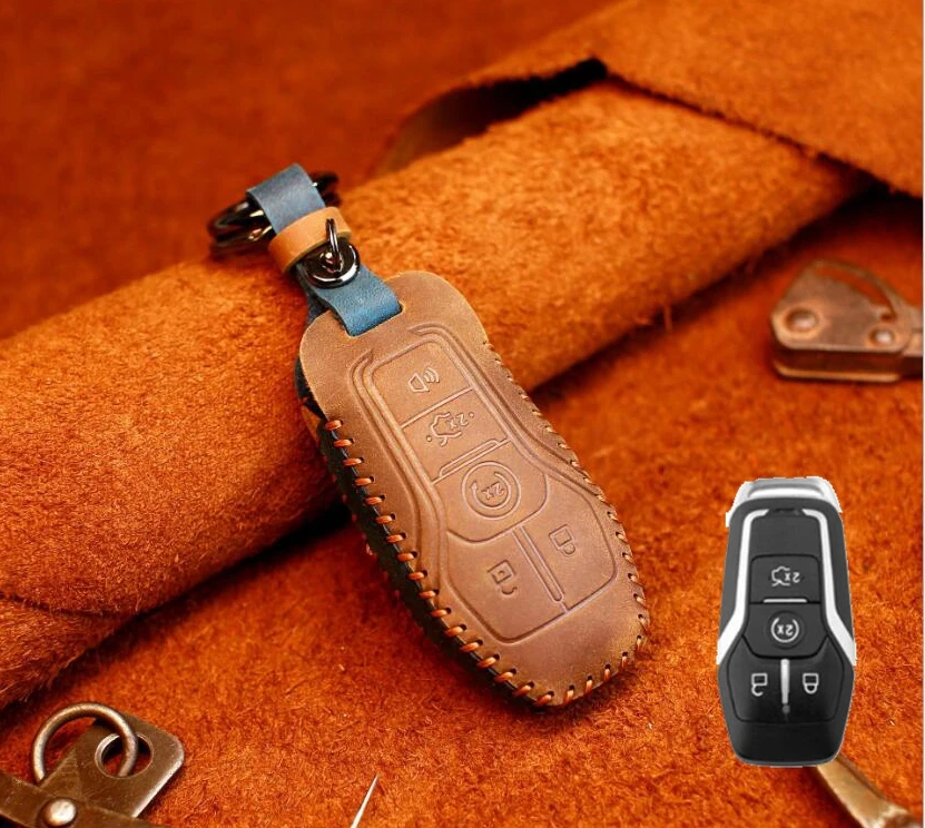 

Чехол для автомобильного ключа из натуральной кожи, Чехол-держатель для Ford Ranger Mustang Focus Galaxy Mondeo Transit Fiesta Escape Ecosport EXplorer