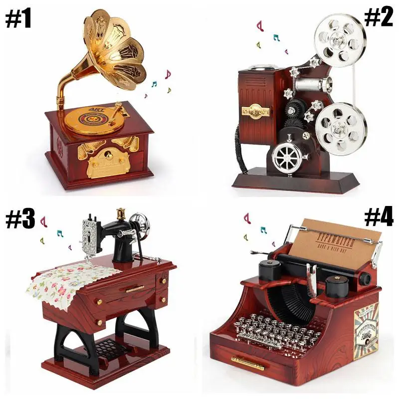 Подарочная Музыкальная Коробка Ретро деревянный Заводной привод швейная машина