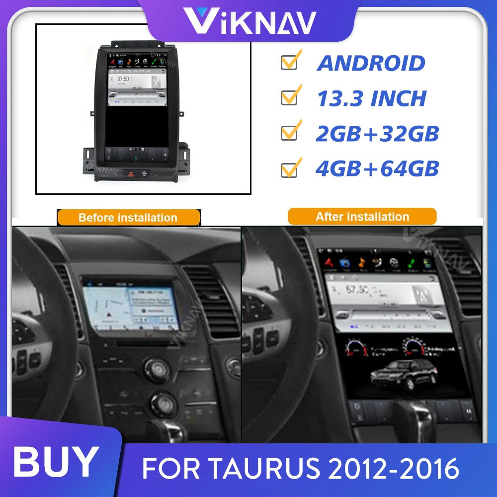 

Автомагнитола 2 din для Ford Taurus 2012-2016, Android, вертикальный экран, автомобильный стереоприемник, мультимедийный плеер, GPS-магнитофон