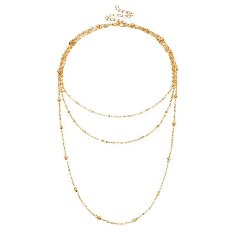 Gold color Abayabay Choker Personalized Girl Necklace Multilayer Chain Women Rose Gold Color Bohemia Necklaces Jewelry Lovers Kpop Collier - Окраска металла: Gold color