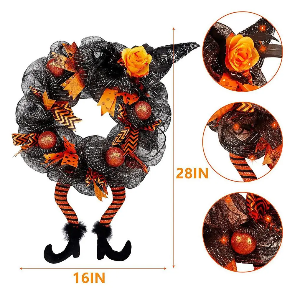 

Венок Гнома На Хэллоуин, висячий венок на дверь, висячий венок на входную дверь для домашнего декора, скрытый персонаж ведьмы