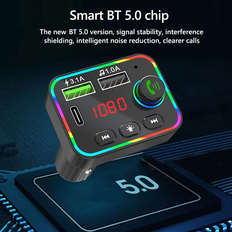 FM-трансмиттер автомобильный с Bluetooth 5 0 и 2 USB-портами | Автомобили мотоциклы