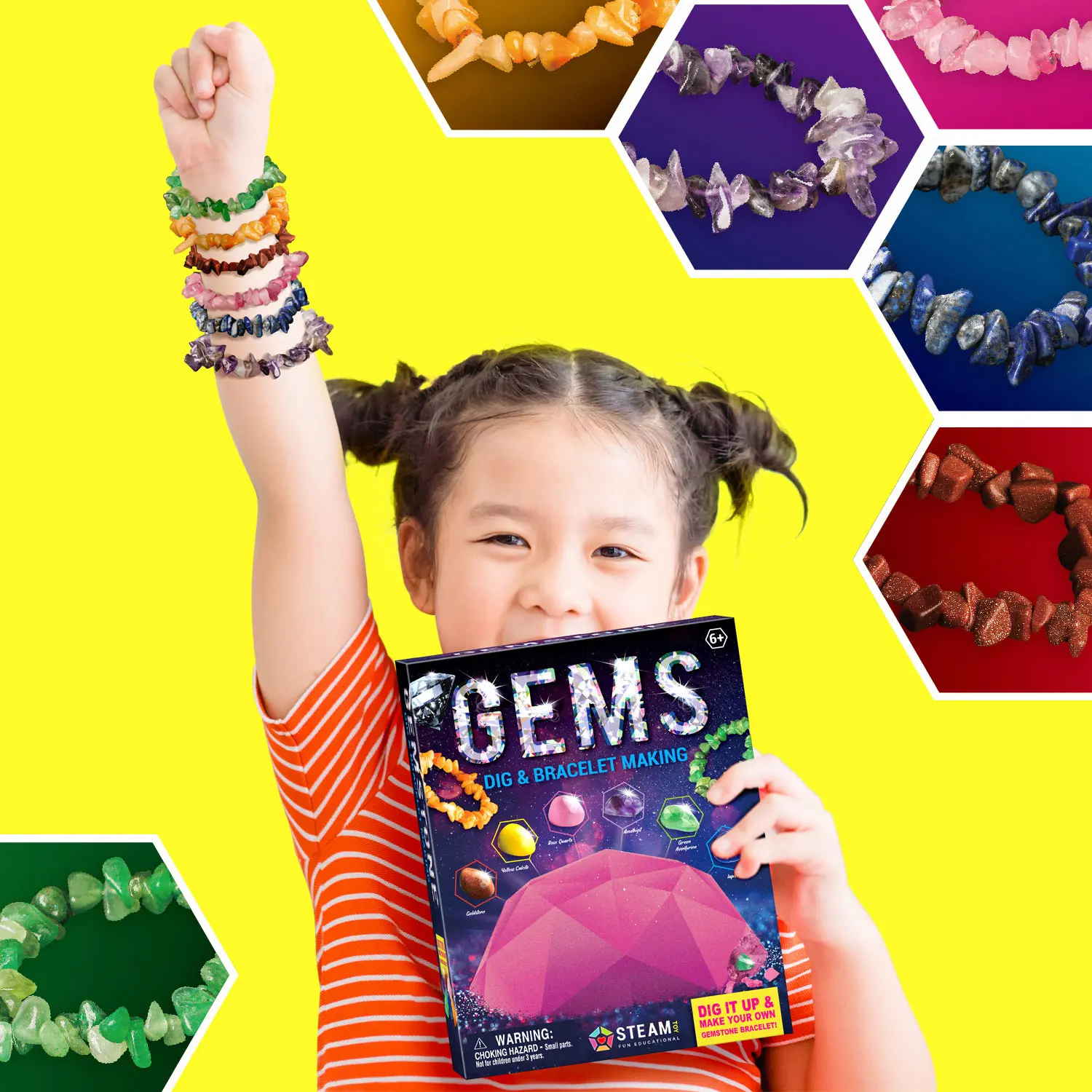 

DIY Gem Dig Kit Dig Up Gemstones Great Science Kit Gemology Mining Gift for Kids Boys Girls Rocks Minerals Excavation Toys