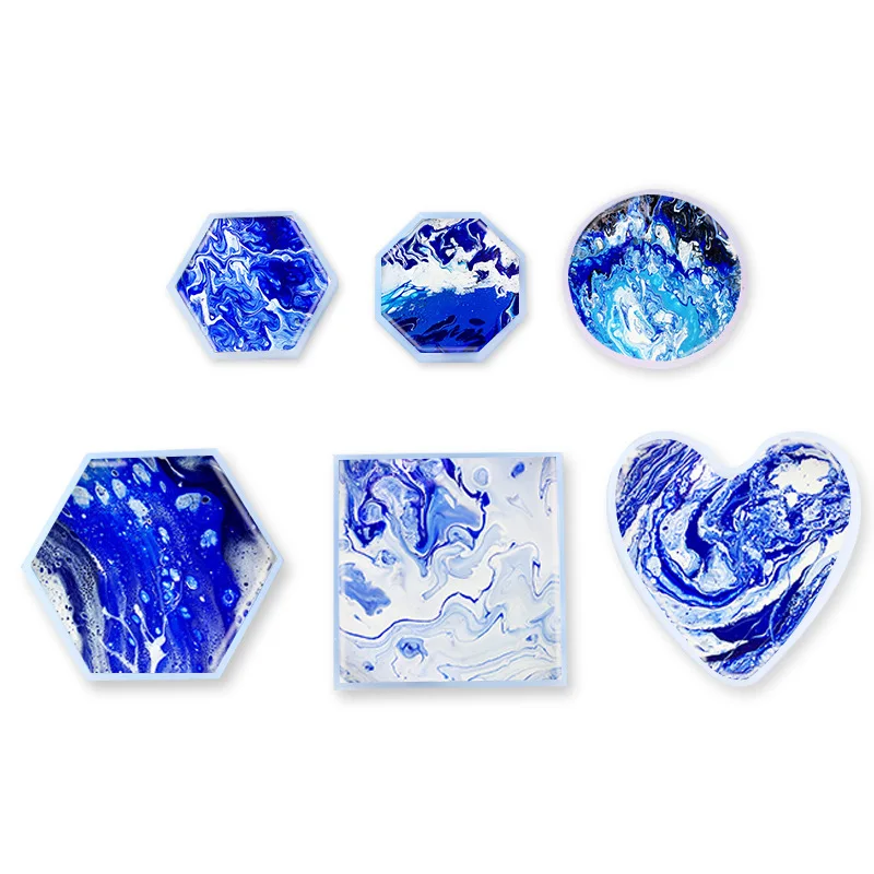 

Diy Crystal Glue Mold Silicone Set Handmade Mirror Six Cups Square Small Circle 6 Coaster Set