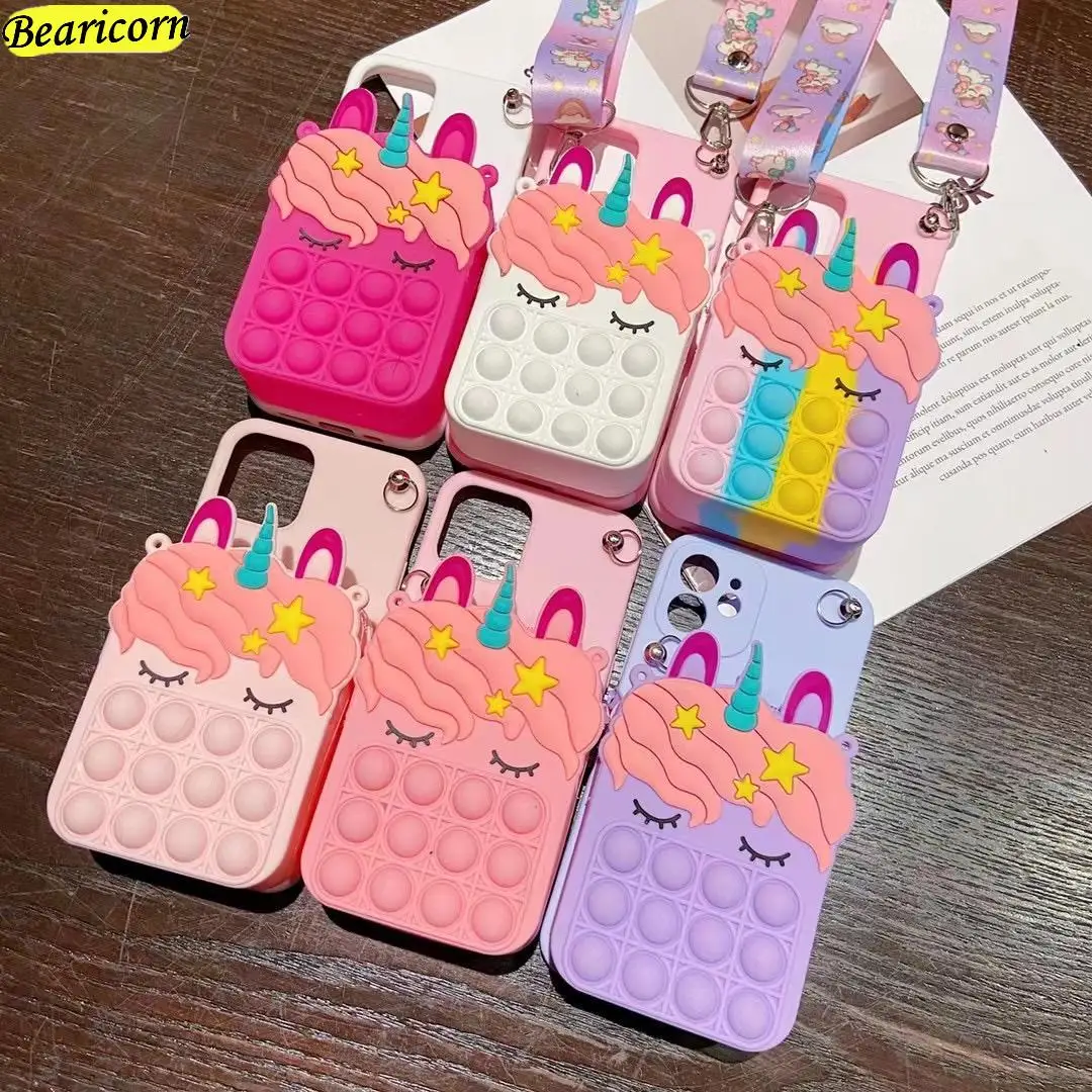 coin purses pop case for samsung galaxy s21 s20 fe s10 s9 s8 s7 edge note 8 9 10 plus 20 ultra lite unicorn bubble wallet cover free global shipping