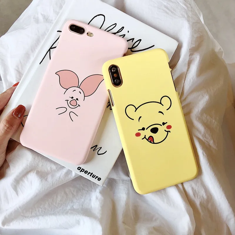 Candy Pink Yellow bear Cute Cartoon Couple Phone case For iPhone 7 7Plus 8 6s 6 Plus X XR XS Max kawaii Case Silicone Soft Cover | Мобильные