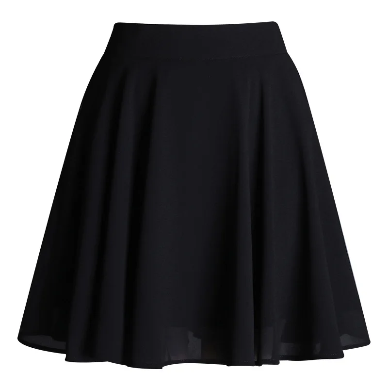 

Chiffon A-line Mini Skirts Small Black Skirt Half-length Spring & Summer Short Pleated 2021 New Skirts Young Women BSQ426