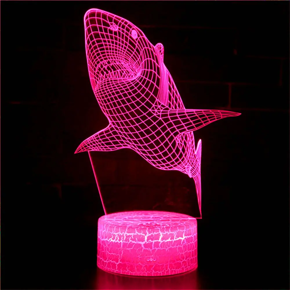 

Acrylic Table Lamp 3D Animal Ocean Shark Family Room Decoration Colored LED Light Children's Creative Christmas Gift Night Light