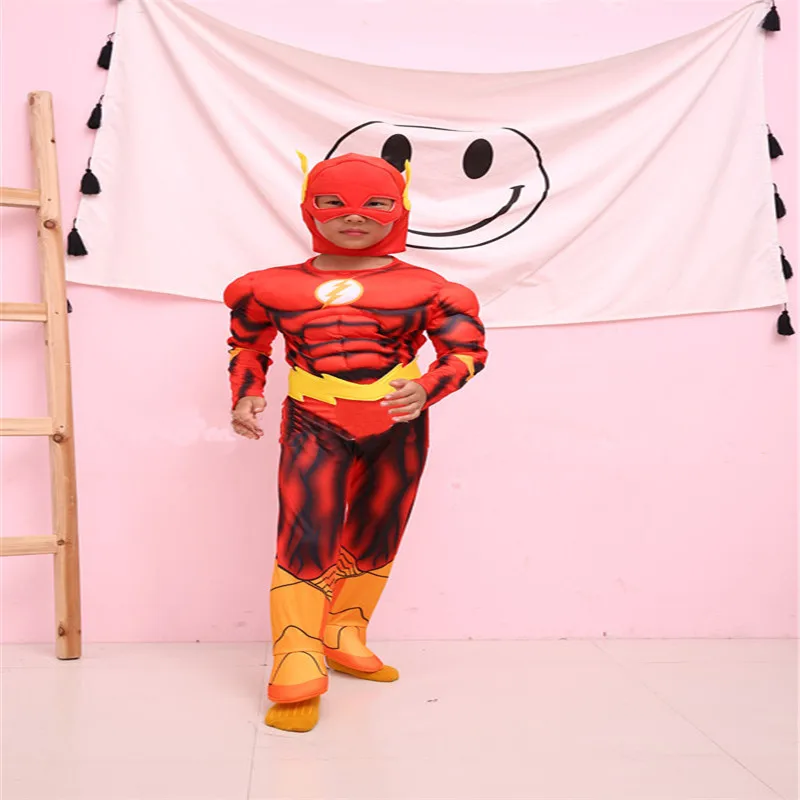 

2021 New Boy's Deluxe Flash Costume Fancy Dress Kids Fantasy Comics Movie Carnival Party Halloween Man Cosplay Costumes