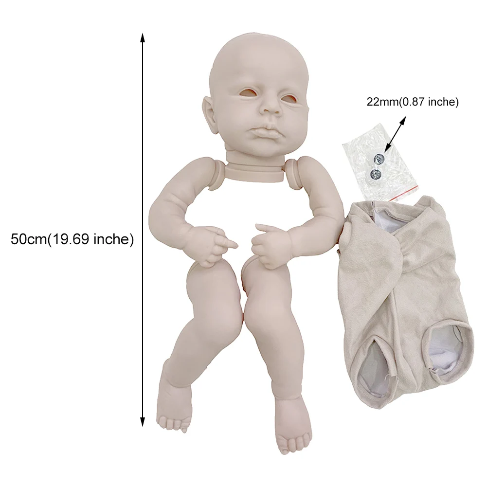 

20inch Art Vinyl For Kids DIY Toy Gift Unpainted Mould Toddler Reborn Doll Kit Rotatable Arms Role Playing Flesh Tints With Eyes