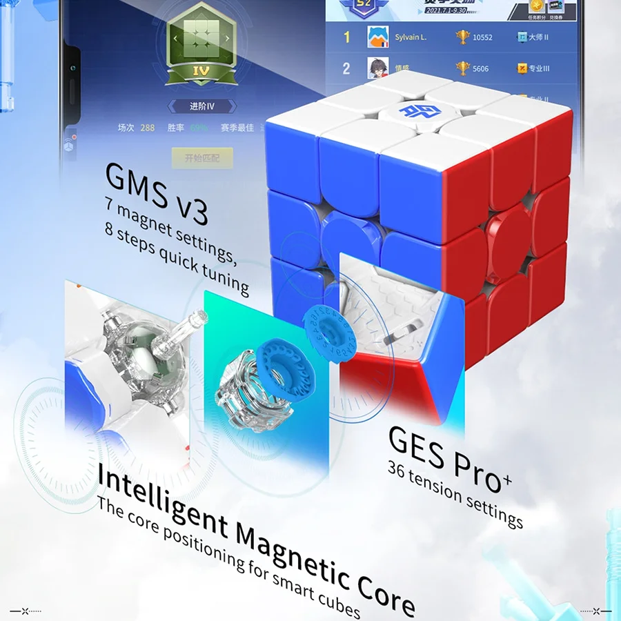 Cubo magn&eacute;tico GAN 12 Leap Pro M Maglev, 3x3x3, insignia M NOVA GAN12 M Pro, juguetes educativos profesionales, juego Cubo-4