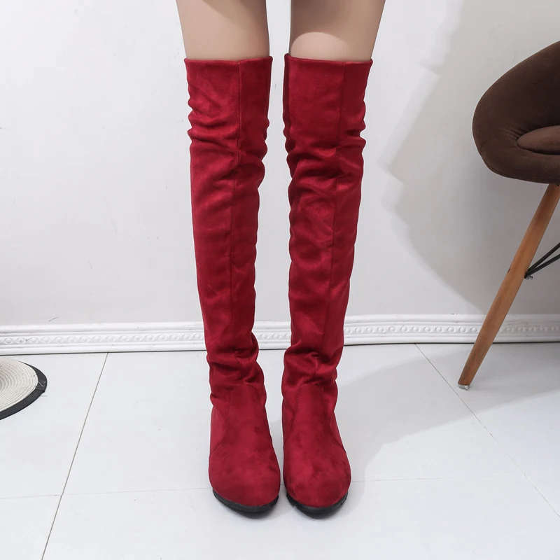 

Women's Autumn High Boots Shoes Fashion Women Over The Knee Boots New Winter Flock Botas Feminina Thigh High Boots Ladies