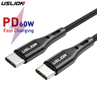 Кабель USB Type C-C USLION для Samsung, Huawei, Xiaomi, MacBook, быстрая зарядка для быстрой зарядки, 60 Вт, 3 А, QC3.0, PD, QC3.0