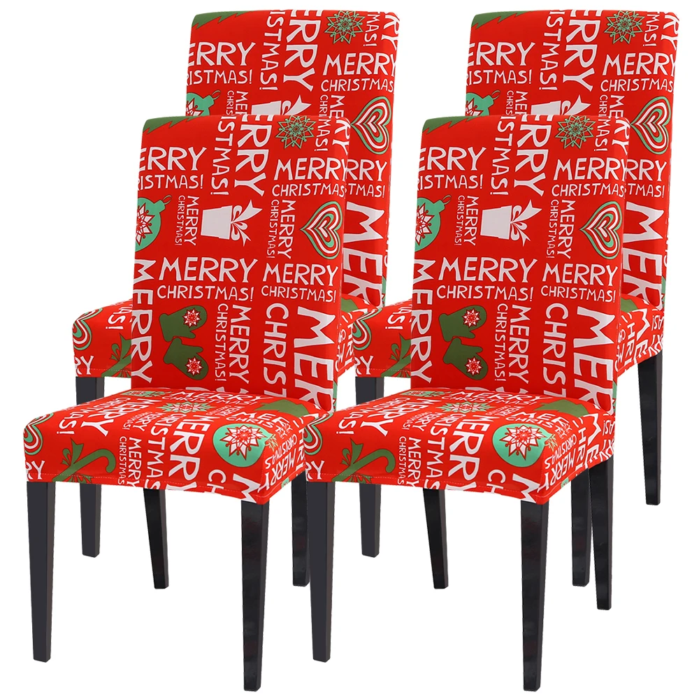 4PCs B 1/4/6 шт Рождество Обеденная чехлы для стульев съемным моющимся стрейч сиденья украшения на Рождество в гостиничных залах торжеств Вечерние - Цвет: 4PCs B