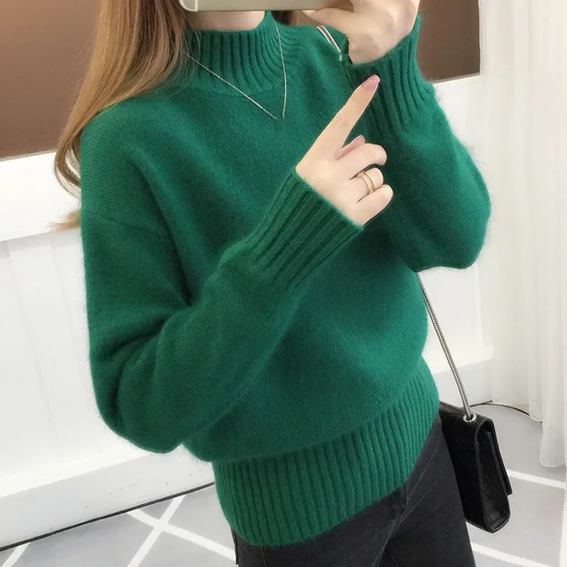 

Lucyever High Quality Autumn Winter Women Sweater Soft Thicken Warm Plush Knitted Pullover Female Casual Solid Cashmere Sweaters