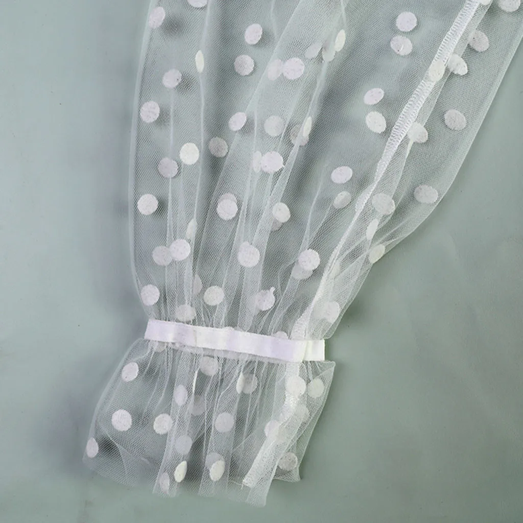 Женская блузка в горошек с длинным рукавом|Блузки| |