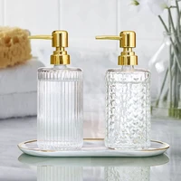 400ml glass soap dispenser bathroom hand washing shower gel shampoo bottle detergent refill empty storage sub bottle