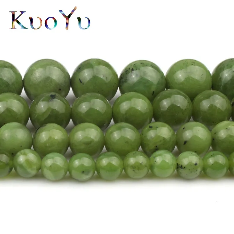Круглые Бусины Из Канадского зеленого нефрита россыпью для изготовления