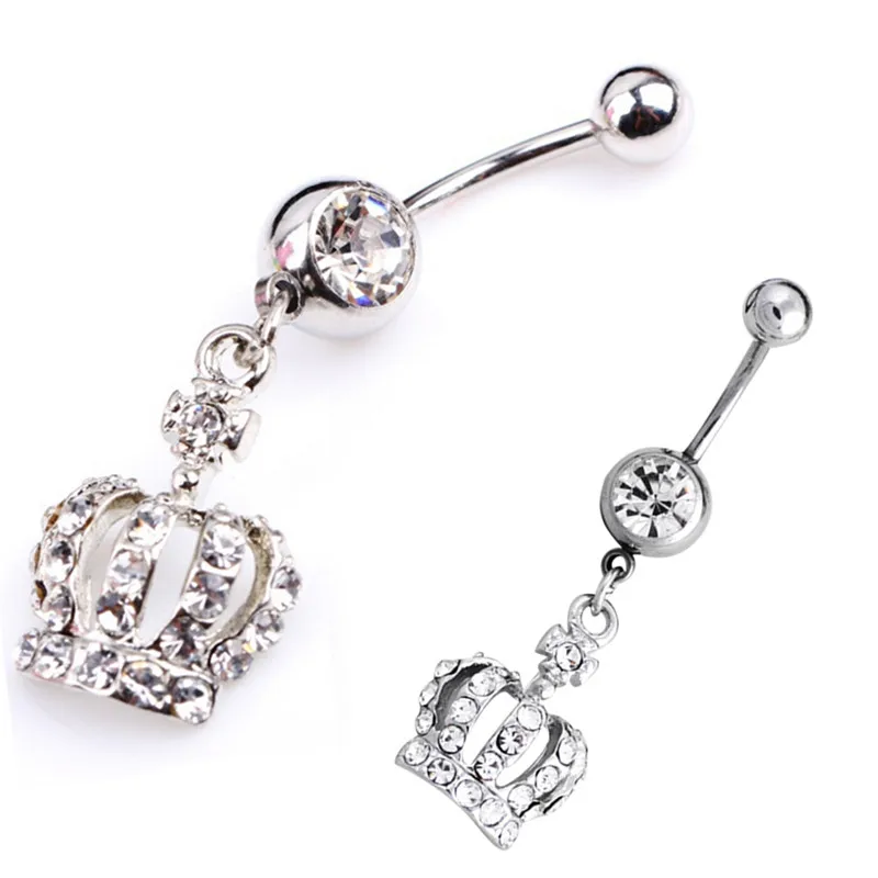 

Fashion Crown Charm Rhinestone Body Piercing Jewelry Belly Button Ring Navel Jewelry Body