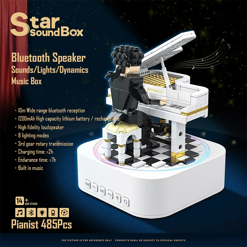 

Техническое пианино, игрушечное пианино, астронавт, космическая ракета, музыкальная шкатулка, модель, конструктор с Bluetooth динамиком и подсв...