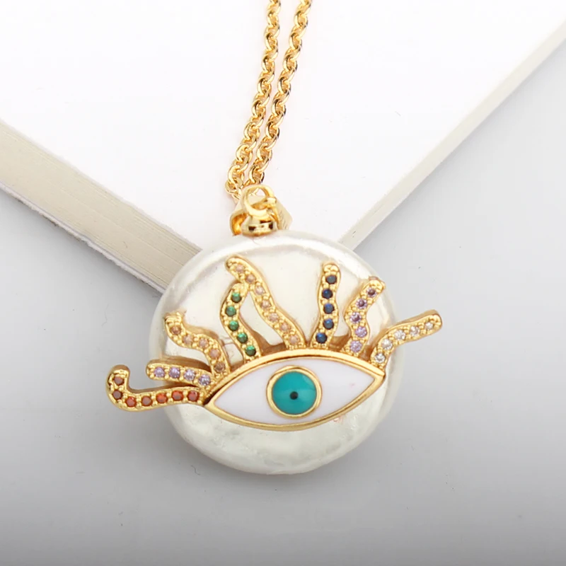 Проложили цвет CZ камень ресницы ожерелье Хорус злой амулет в виде глаза кулон s