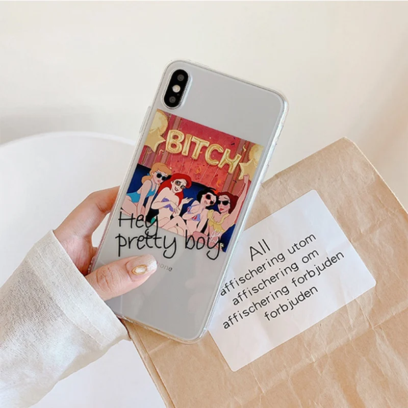 Забавный прозрачный силиконовый полноразмерный мягкий чехол принцессы с