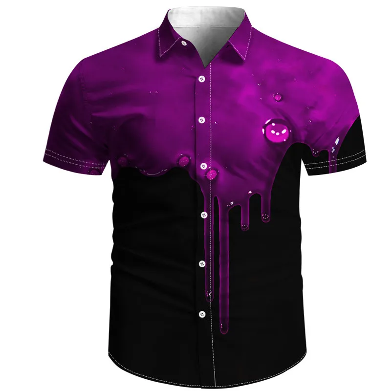 

The most fashionable men's summer 3D shirt button fine dyeing 3D printed flowers retro Unisex men's shirt