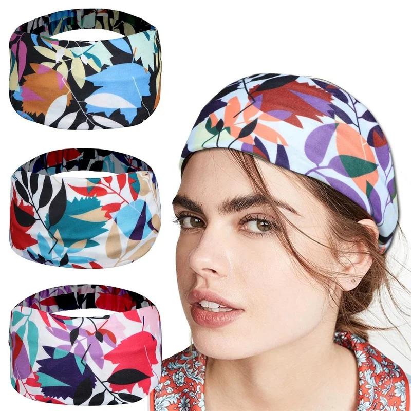 

Head Bands New Contrast Leaf Headscarf Hair Band Custom Women's Sports Yoga Antiperspirant Headscarf Hair Band Accessories 233
