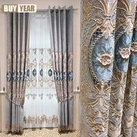 european style curtains for living dining room bedroom hollow high end luxury popular water soluble embroidered palace curtains