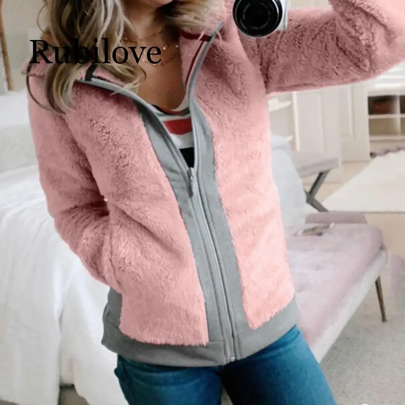 

Women's jacket Winter Warm Fleece with Pockets Zip Open Front Outwear Women's coat 2019 Women's Fashion Jacket And Coat