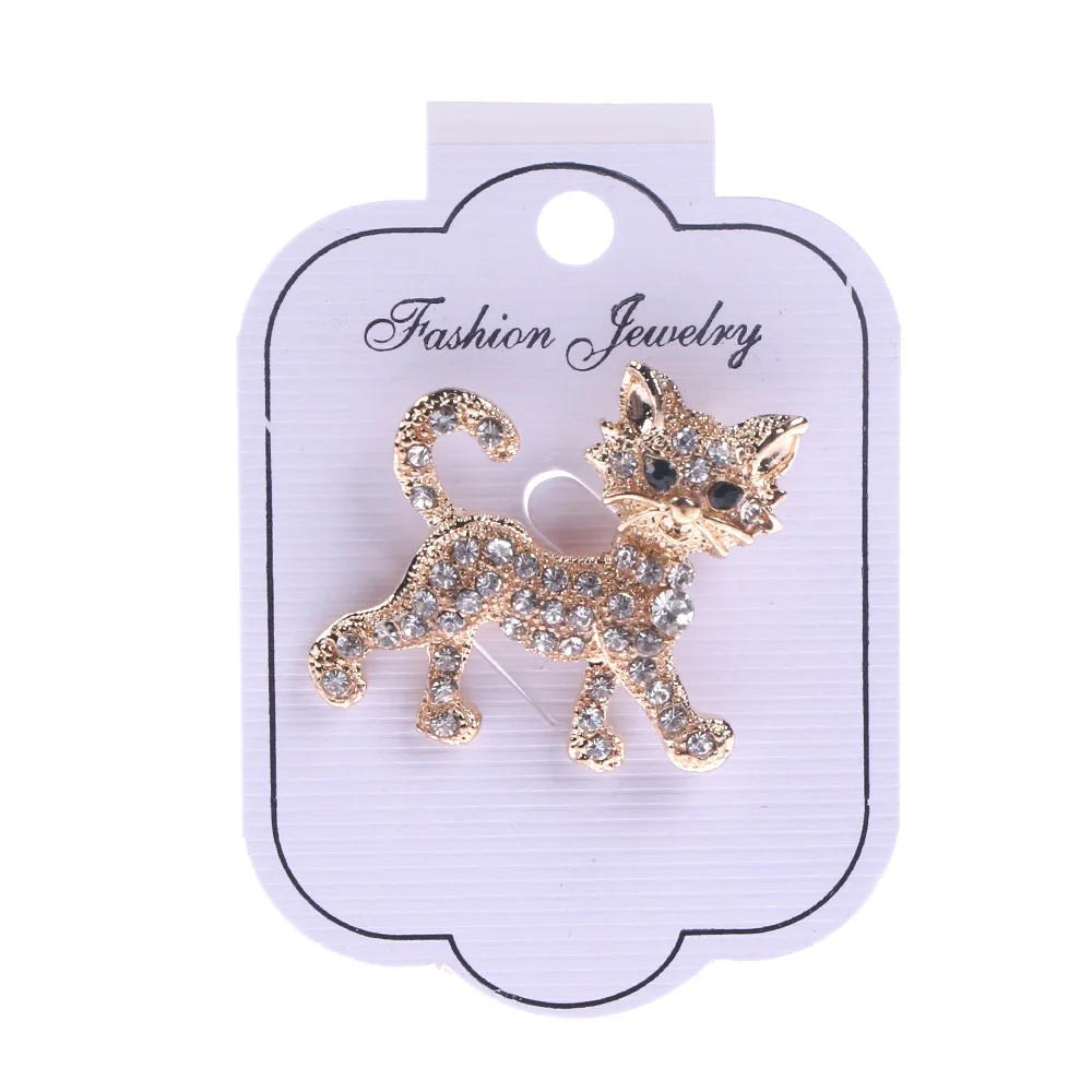 

Women's Fashion Shining Rhinestone Brooch Cool Cat Pattern Decor Jewelry Gift