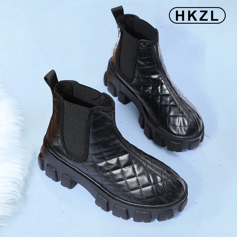 

HKZL Women's Shoes White Boots Plus Size Fashion Thick Bottom Round Head Martin Boots Women's Solid Short Boots