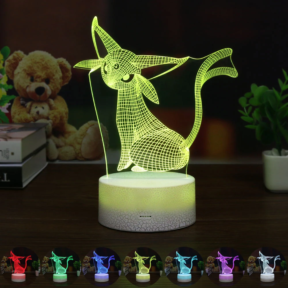 Покемон игра Mew 3D лампа Umbreon светодиодный декоративный ночник многоцветный RGB Декор для спальни Дети Рождественский подарок игрушки