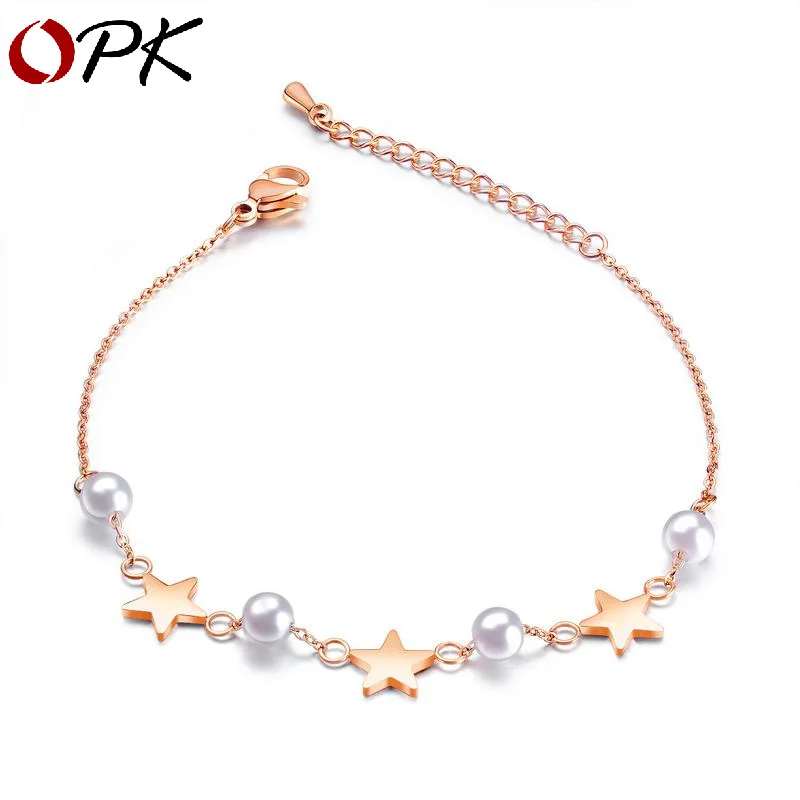 

Japan and South Korea sweet and lovely artificial pearl bracelet stars titanium steel ladies bracelet jewelry