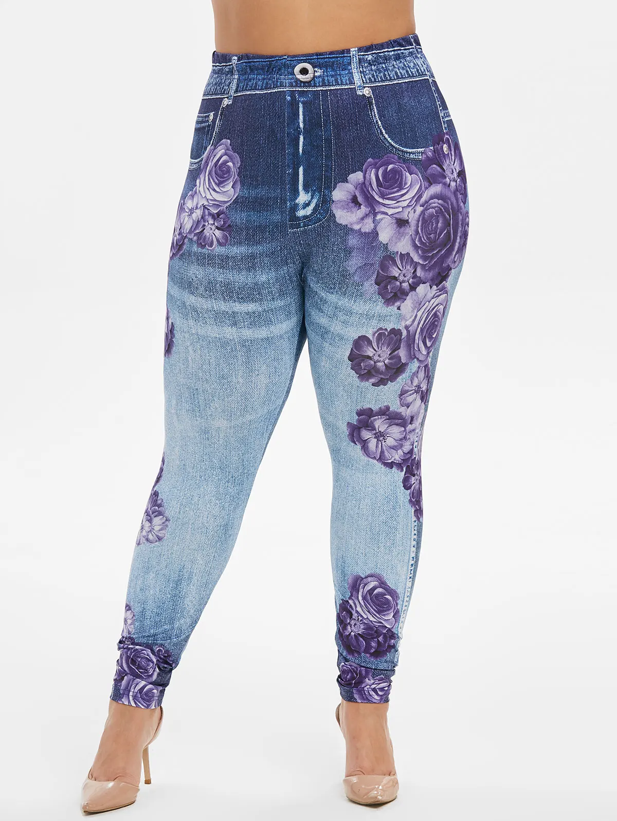 Женские обтягивающие леггинсы с высокой талией и цветочным принтом ROSEGAL эластичные сексуальные осень