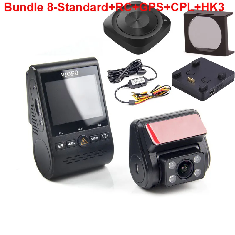 Add RC GPS CPL HK3 Viofo A129 Duo IR Передняя и внутренняя два видеорегистратора Автомобильная камера 5 ГГц Wi-Fi Full HD 1080P буферный режим парковки для Uber Lyft такси - Название цвета: Add RC GPS CPL HK3