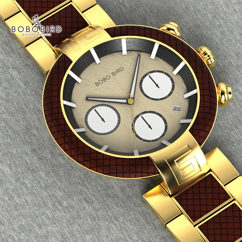 Мужские деревянные кварцевые часы с секундомером ручной работы|Кварцевые
