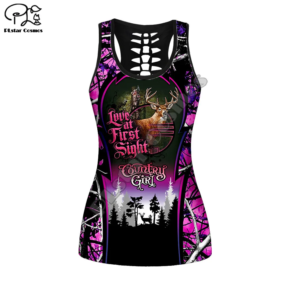 

Deer Hunting Camo beach summer 3D Printed womens sexy tank tps Casual HOllow Out vest Women Fashion vest Drop shipping