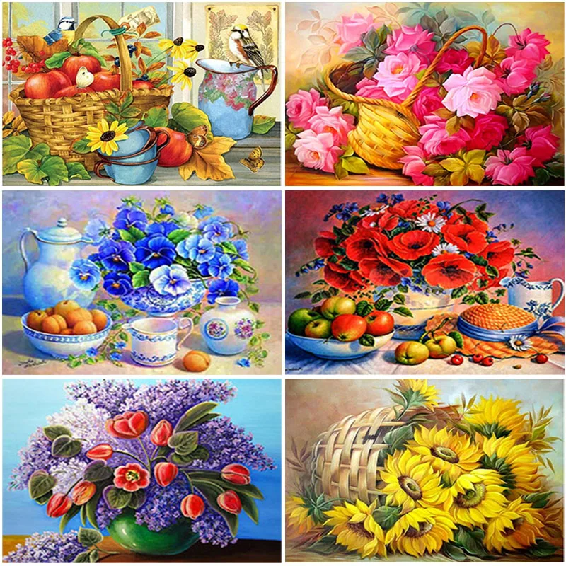 

DIY Flower 5D Diamond Painting Full Round Drill Diamond Embroidery Cross Stitch Mosaic Rhinestone Home Decor Wall Art
